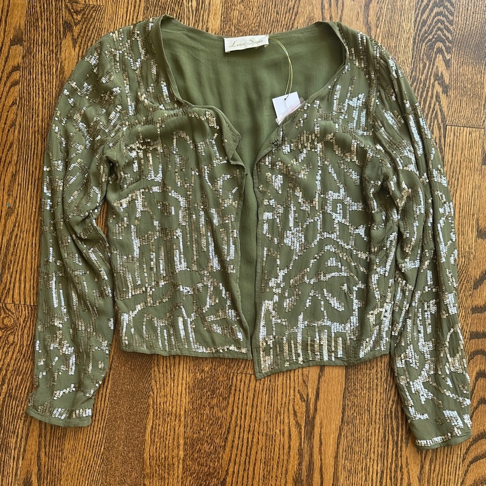 Love Sam Olive Sequin Jacket